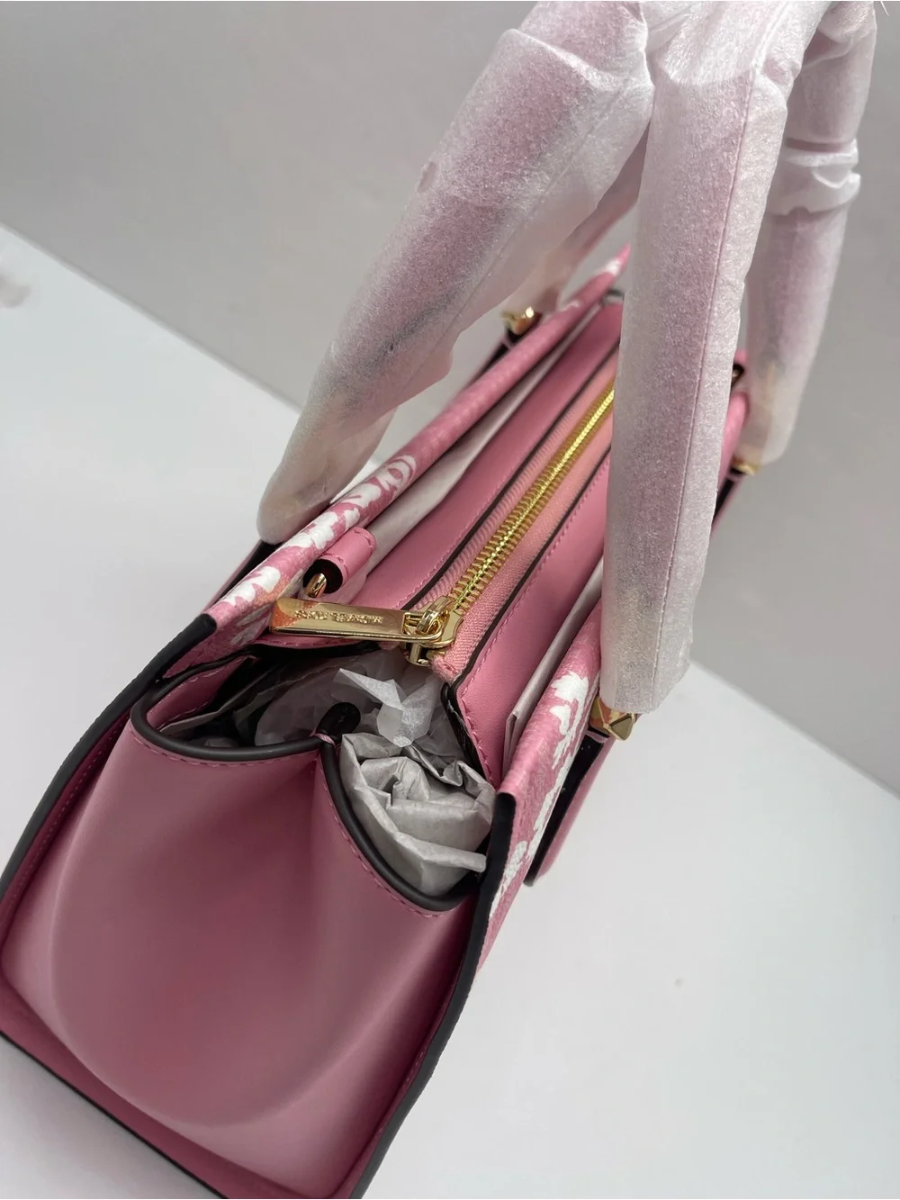 MICHAEL KORS Marilyn Md Printed Signature Logo Satchel Crossbody 
Carnation 
NWT - Picture 5 of 16